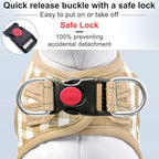 Dog Harness Step-in Breathable Puppy Cat Dog Vest Harnesses for Small Medium Dogs Beige Checkered