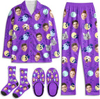 Artsadd Custom Pajamas for Women Men Family, Personalized Face Pjs Pajama Pants, Funny Pet Photo Loungewear Sleepwear Jammies