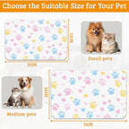 Dog Bowl Mat,Colorful Dog Paws Pet Feeding Mat for Floors Waterproof,Animal Absorbent Dogs Placemat for Food and Water Quick Dry Pet Cat Feeding Mats with Non Slip Bottom 16" x 24"