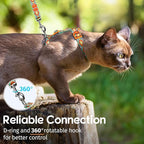 Dooradar Cat Harness and Leash, Escape Proof Adjustable Kitten Vest, Lightweight Soft Pet Straps, Easy Wearing for Small Medium Kitty Safe Walking Travel Control, Multicolor, M