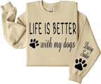 Custom Dog Mom Shirt for Women Pet Ears Sweatshirt with Name Unique Puppy Line Art Cute Dad Hoodie for DogDad Owner Lover