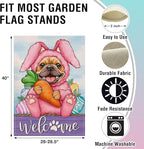 Artofy Welcome Easter Bunny Dog Large Decorative House Flag, French Bulldog Rabbit Yard Garden Outside Decor Pet Owner Lover Gift, Spring Carrot Egg Burlap Outdoor Home Decoration Double Sided 28 x 40