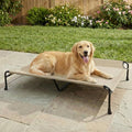 Veehoo Outdoor Dog Bed, 53" XXL Raised Dog Bed, Elevated Dog Bed with Headrest Sides, Washable Cooling Dog Cot with Non-Skid Feet, Breathable Mesh, Portable Pet Hammock for Indoor or Camping, Beige