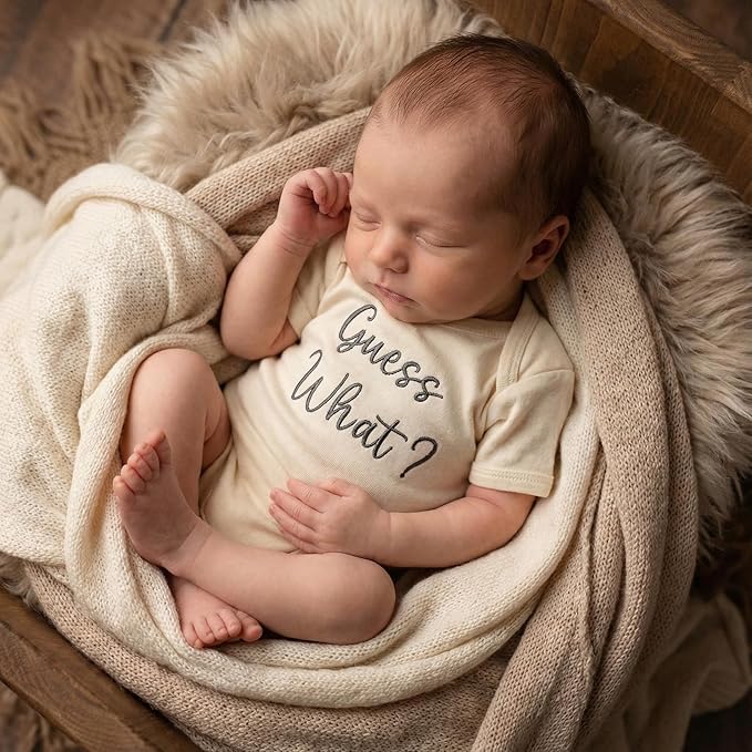 COUPLEHOODIES Personalized Baby Onesie Bodysuit – Custom Embroidery Gift for Pregnancy Reveal Baby Shower or First Grandchild