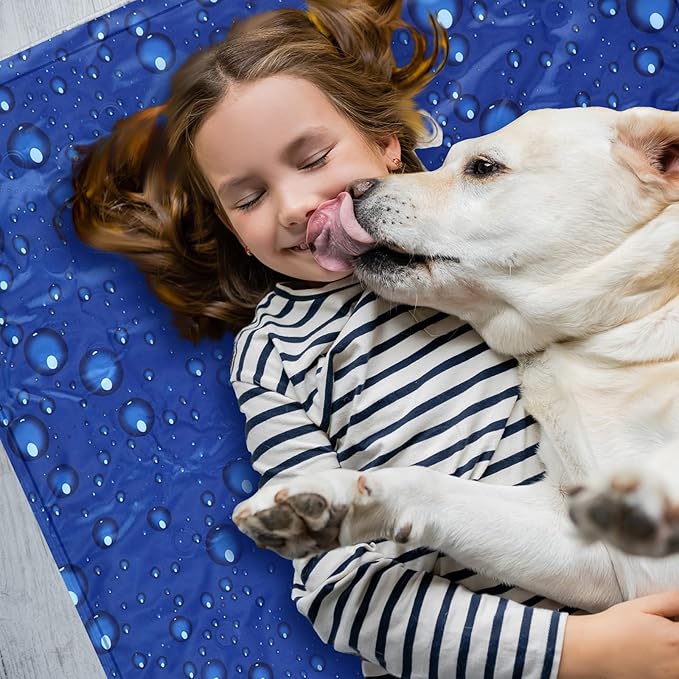 Cooling Pad Mat for Sleep Cooling Mattress Pad Gel for Bed, Relieve Pain, Summer Hot Flashes, Adult, Pets, No Water or Electricity Required (Dark Blue,48 x 28 Inch)