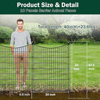 10 Panels No Dig Dog Fence Outdoor for Yard, 40 in(H) X 23.6 ft(L) Decorative Tall Garden Fence Animal Barrier, Rustproof Metal Wire Garden Edging and Borders, Temporary Fencing Stakes