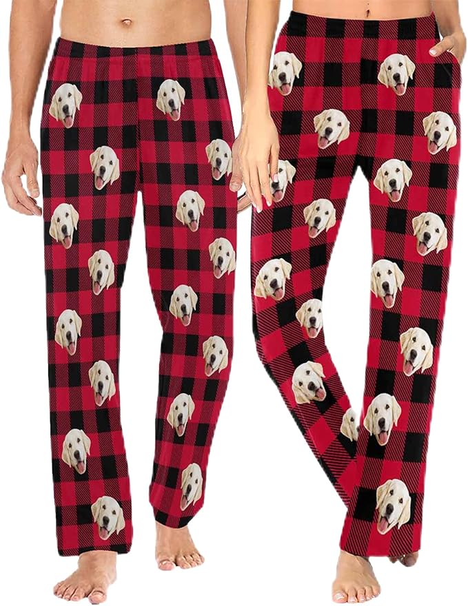 MyPupSocks Customized Face Pajamas Pants Sleep Bottoms for Men Women XS-2XL