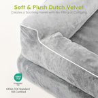 Extra Large Dog Bed, Orthopedic Dog Bed with Cooling Gel Memory Foam, Waterproof XL Pet Bed with Removable Washable Cover, 42" Pet Sofa Couch Dutch Velvet with Bone Toy, Light Gray