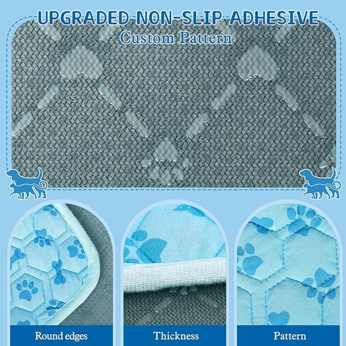 Dog Cooling Mat Self-Cooling Mat for Dogs Non-Slip Pet Cool Pad Cat Sleeping Pad Summer Blanket for Pets Foldable Washable for Kennel, Travel, Bed, Cars, Indoor and Outdoor Use (Blue, S(23*17inch))