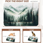 Misty Forest Mountain Dog Food Mat for Floors,Absorbent Quick-Dry Pet Feeding Mat,Cat Dog Bowl Mats for Food and Water,Non-Slip Pet Accessories Supplies 16"x24"