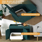Flip Top Cat Litter Boxes Enclosure Covered Litter Box Hidden Furniture Wooden Cat Washroom Cabinet for Kitty, Medium and Large Cat Green
