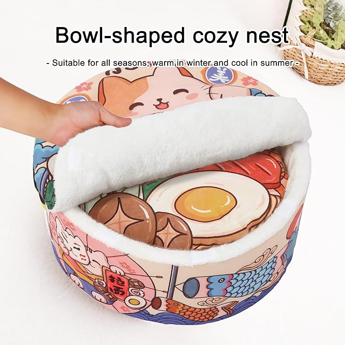 寵幸 Ramen Noodle Dog & Cat Bed,Keep Warm and Super Soft Creative Pet Nest for Indoor Cats,Removable Washable Cushion for Small Medium Large Dogs and Cats