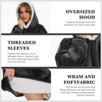 Wearable Blanket Hoodie with Giant Pocket, Soft Warm Sherpa Fleece Oversized Blanket Sweatshirt Gifts for Women Men