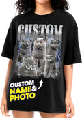 H-DEWALL Custom Shirts Custom Bootleg Rap Shirt for Him Custom Face Shirt with Photo Pet Custom Tees Gift for Dog Cat Lover