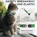 AirTag Cat Collars, Stretchy Collar with Apple AirTag Holder and Bell, Breakaway Ultra Design Elastic GPS Tracking Collars for Cats and Puppies, (7.5-12.5 Inch), Emerald Green