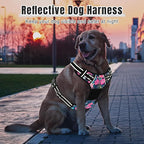 Rnivvi No Pull Dog Harness, Cute Flower Reflective X-Large Sized Puppy Harness, Adjustable Soft Padded Vest for Large Dogs, Heavy Duty Pet Vest with Easy Control Handle for Walking Training, Elegant