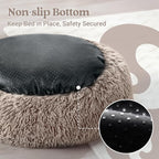 rabbitgoo Cat Beds for Indoor, 20 inches Machine Washable, Fluffy Round Pet Bed Non-Slip, Calming Soft Plush Donut Cuddler Cushion Self Warming for Small Dogs Kittens, Khaki, Medium