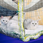 Jetec 2 Pack Cat Hammock for Cage, Catio Accessories Reversible Soft Cats Bed with Adjustable Straps and Hooks Double-Sided Linen and Fleece Hanging Hammock for Cats, Kitten(Cat and Plaid,S)