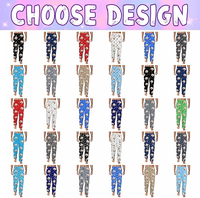 Custom Couple Pajama Pants Sock with Funny Face, Personalized PJ Anniversary Birthday Women Men Pants