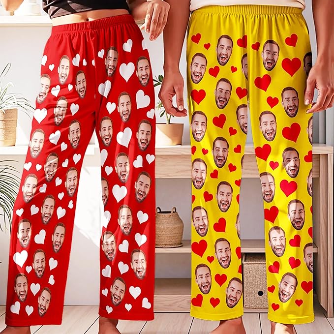 Personalized Face Pajama Pants for Men Women Custom Photo Printed Pajamas Bottoms Trousers Gift for Christmas Birthday