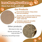 Natural Cork cat Scratch pad for Cats-cat Scratching Posts-cat scratchers for Indoor Cats-cat Scratcher Furniture for Wall & Floor - Natural Cork & Cardboard Blend, No Mess Splinters Easy Clean-2-Pack