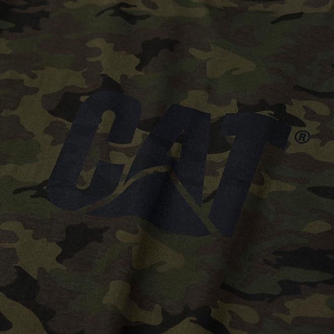 CAT Men's Trademark T-Shirts with Shape-Retention Rib Trim Spandex, Tagless Neck, and Cat Logo on Left Chest