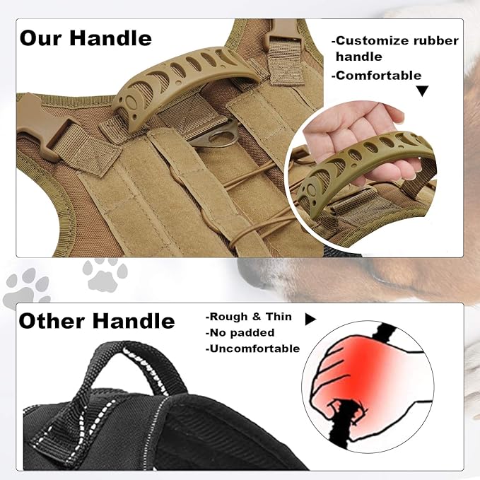 Tactical Dog Training Harness Outdoor Working Vest Adjustable Military MOLLE Dog Vest Harness with Rubber Handle