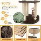 PETSITE 41 Inch Modern Cat Tree for Indoor Cats, Multi-Level Cat Tower with Scratching Posts, Hand-Made Wicker Cat Condo & Top Perch, Dangling Ball, Sisal Rope, Cute Cat Tree for Indoor Cats