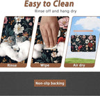Floral Boho Dog Cat Food Mat,Pink Flower Vintage Absorbent Pet Feeding Mat with Rubber Backing,Non-Slip Water Bowl Placemat,Indoor Pet Accessories Supplies 16"x24"