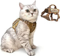 Tactical Cat Harness Khaki for Walking Esacpe Proof,Adjustable Soft Mesh Large Cat Vest with Rubber Handle Easy to Control,Molle Patches L