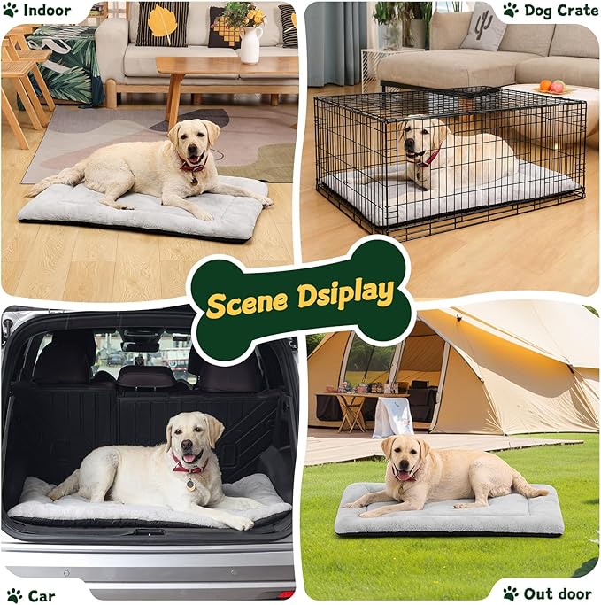 Dog Crate Pad Washable, Ultra Soft Plush Crate Mat for Medium Large Dogs, Non Slip Cushion for Metal Crates, Indoors or Travel, 42 x 28 Inch, Gray