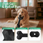 Natural Rubber Dog Chew Bone – Treat-Dispensing, Tough & Indestructible Chew Toy – Safe for Aggressive Chewers – Dental Health & Boredom Relief (Black)