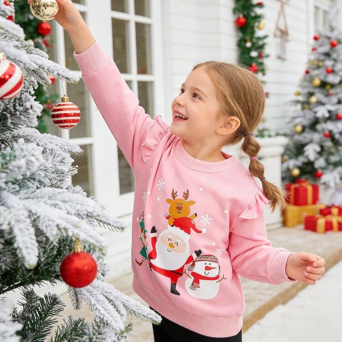 RETSUGO Toddler Baby Girls Sweatshirts Casual Pullover Crewneck Winter Long Sleeve Tops Shirts Clothes 3T-8T