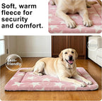 Dog Bed Mat – Soft & Comfortable Dog Kennel Pad for Crate – Durable Crate Bed & Mat for Dogs & Cats – Ideal for Crate, Kennel, and Home Use (Big&Little Stars Pink, L(35"*23"*1.5"))