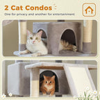 81 Inches Tall Cat Tree for Indoor Cats Large Adult - Heavy Duty Multi-Level Cat Tower with Large Metal Frame Hammock, Scratching Pad, 2 Top Perches, 2 Cozy Condos & 6 Scratching Posts - Gray