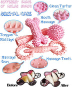 4 Pack Puppy Teething Toys Dog Durable Chew Toys Soft Rubber Toy Dog Teeth Cleaning Toothbrush Toy Cute Interactive Toys for Puppies Small Breed (Pink)