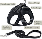 BOOMIBOO Dog Harness with Leash Set, No Pull Adjustable Reflective Step-in Puppy Pet Vest Harnesses for Small Medium Large Dogs and Cats,Black L