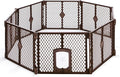 MyPet 8-Panel Petyard Passage: 6.5 ft. Wide 26 in. Tall Brown Freestanding Customizable Folding Pet Enclosure with Lockable Pet Door; Indoor/Outdoor Puppy Playpen Made in USA
