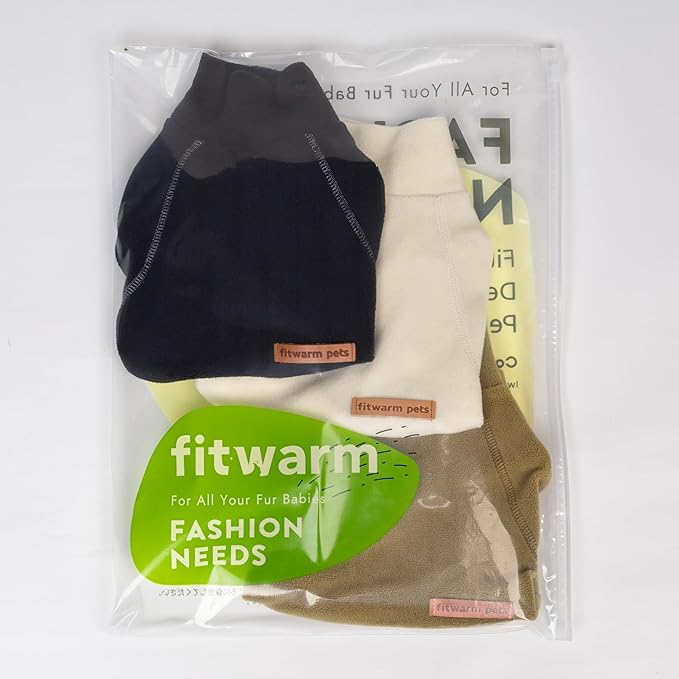 Fitwarm 3 Pack Classic Fleece Dog Sweater, Winter Clothes for Small Dogs Boy Girl, Turtleneck Dog Sweatshirt, Pet Pullover Jumper, Cat Apparel, Black, Olive Green, Cream, XS