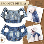 Cool Dog Jean Jacket Small Puppy Outfits Frenchie Clothes Denim Coats for Small Medium Dogs Cats Boys Girls Pet Vest Dog Shirt Clothing Doggy Costume (Blue, XXL（Suggest 15-20 lbs）)