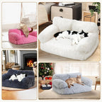Large Cat Beds for Indoor Cats, Dog Couch Bed, Cute Cat Couch Sofas for Less 20lbs Kitten Puppy, Small Dog Sofas & Chairs with Removable Washable Cover, Soft Warm Pet Furniture, Plush White
