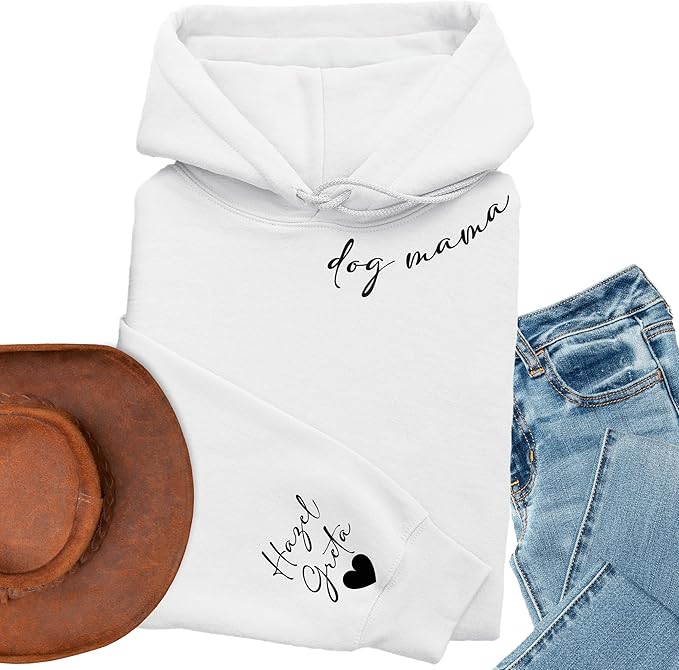 Custom Dog Mama Sweatshirt with Pet Name on Sleeve Dog Mom Sweatshirt Gift for Pet Lovers for Her Custom Cat Mom Sweater Multicolor