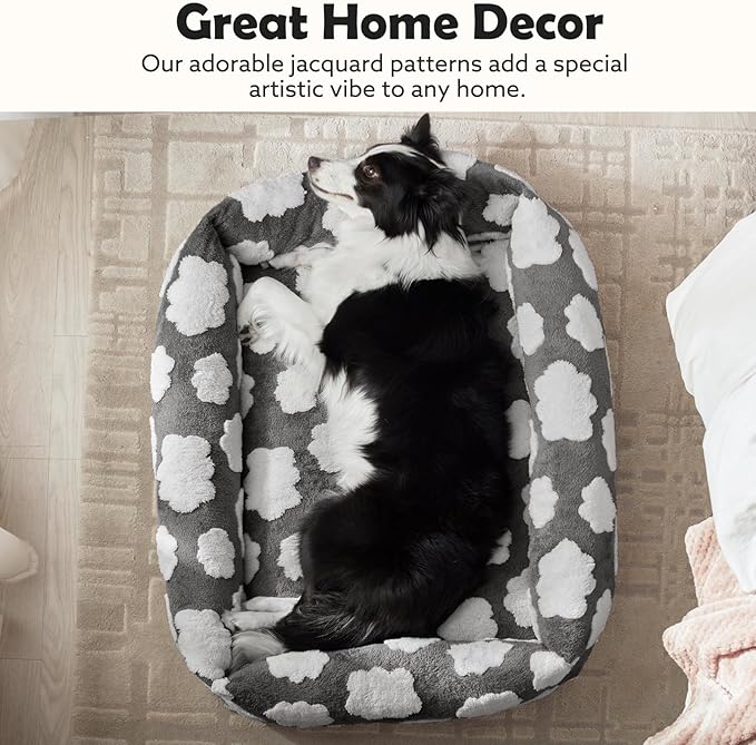 JOEJOY Small Dog Bed for Small Dogs, Rectangle Washable Orthopedic Dog Bed with Removable Zipper Cover, Cute Soft Calming Puppy Pet Bed with Jacquard Shaggy Plush & Non Skid Bottom