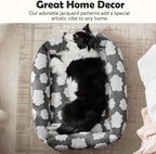 JOEJOY Cute Dog Bed Medium Size Dog, Rectangle Soft Furry Dog Beds for Large Medium Dogs, Washable Orthopedic Pet Bed with Removable Zipper Cover, Grey