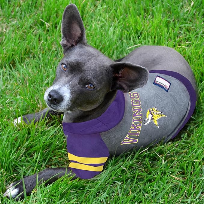 Pets First NFL Minnesota Vikings Hoodie for Dogs & Cats. | NFL Football Licensed Dog Hoody Tee Shirt, Medium| Sports Hoody T-Shirt for Pets | Licensed Sporty Dog Shirt