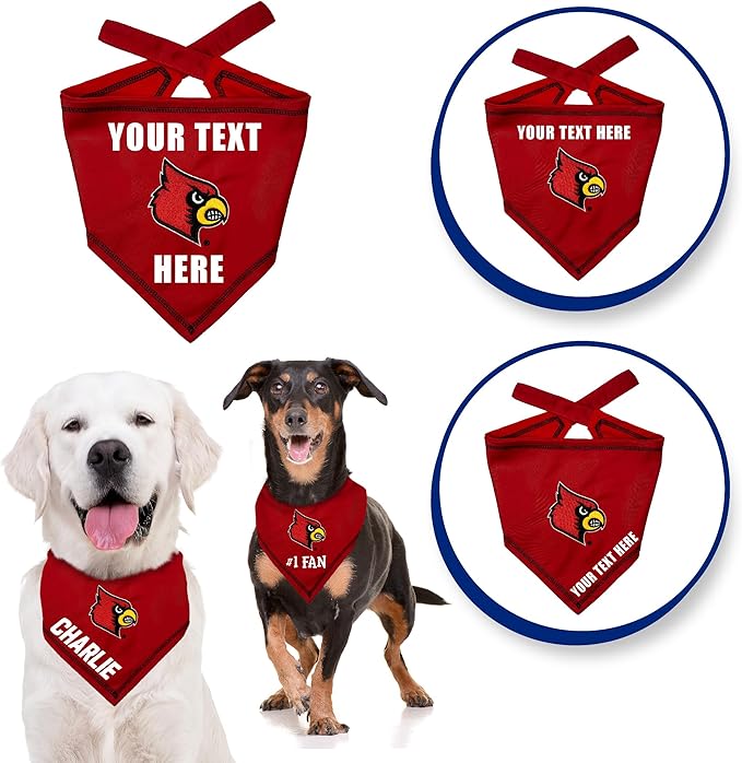 Pets First NCAA Louisville Cardinals Personalized Tie Around Bandana for Dogs & Cats, Size Large/X-Large. Custom Dog Bandana Scarf Bib for Cat Dog. The Ultimate Game-Day & Party Customizable Bandana