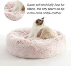 WESTERN HOME WH Calming Dog & Cat Donut Cuddler, Anti-Anxiety Warming Cozy Soft Round Bed, Fluffy Faux Fur Plush Cushion for Small Medium Dogs and Cats (20"/24"/27"/30")