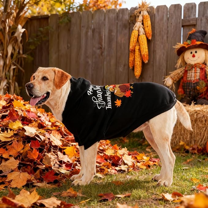 EXPAWLORER Fall Dog Hoodie-Soft and Warm Dog Sweaters, Pet Clothes Autumn Winter Coat Sweatshirt with Autumn Maple Leaf Theme Print for Puppy,Cat, Small Medium Large Dogs