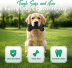 Natural Rubber Dog Chew Bone – Treat-Dispensing, Tough & Indestructible Chew Toy – Safe for Aggressive Chewers – Dental Health & Boredom Relief (Black)