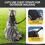 Cat Harness and Leash Set - Escape Proof, Adjustable Breathable Vest Harnesses with Reflective Strips, Easy Control & Secure Walking for Small Medium Large Cats Kitten Collar (Black, Medium)